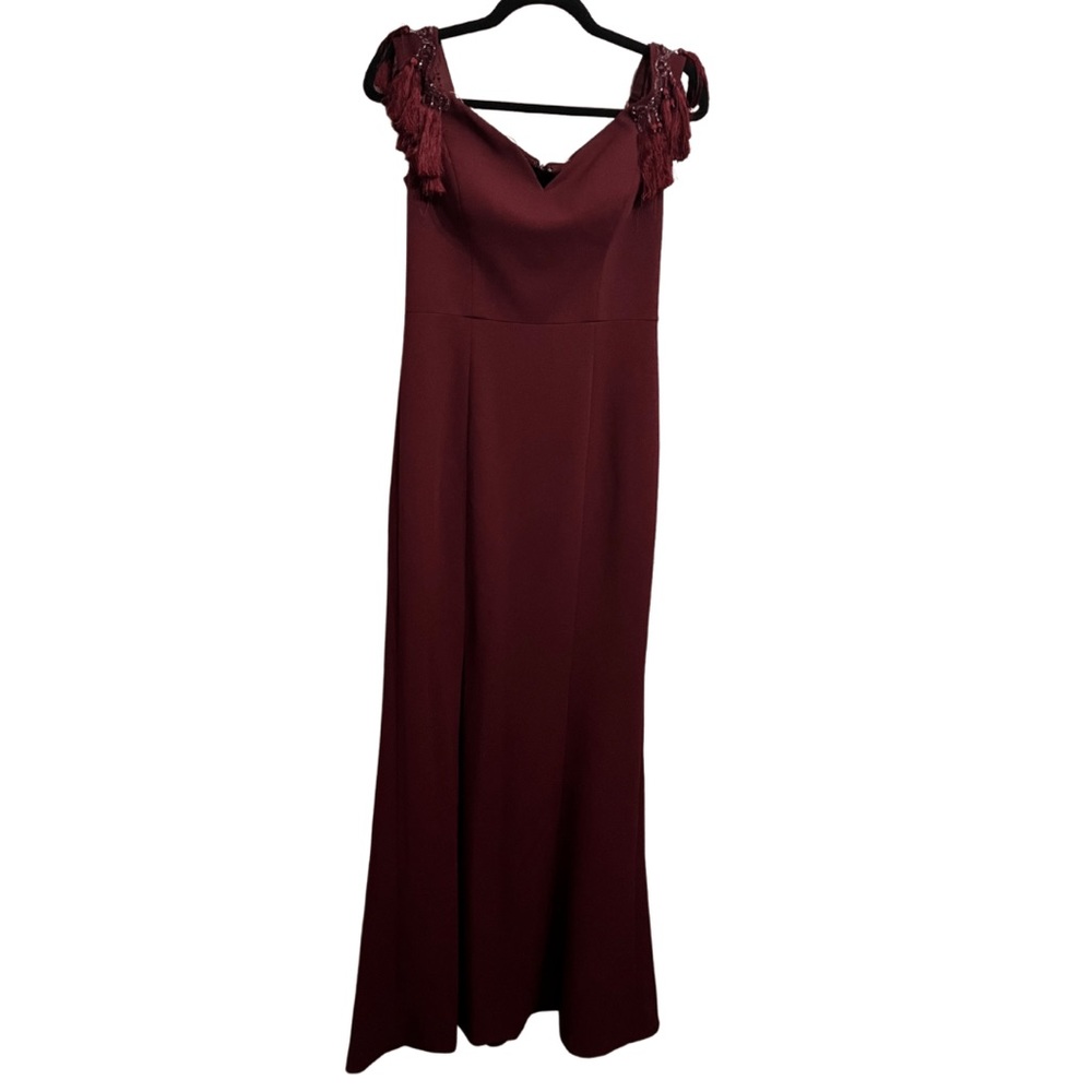 Aidan Mattox | Off-Shoulder Tassel Sleeves Evening Gown | Size 6 - Picture 2 of 4
